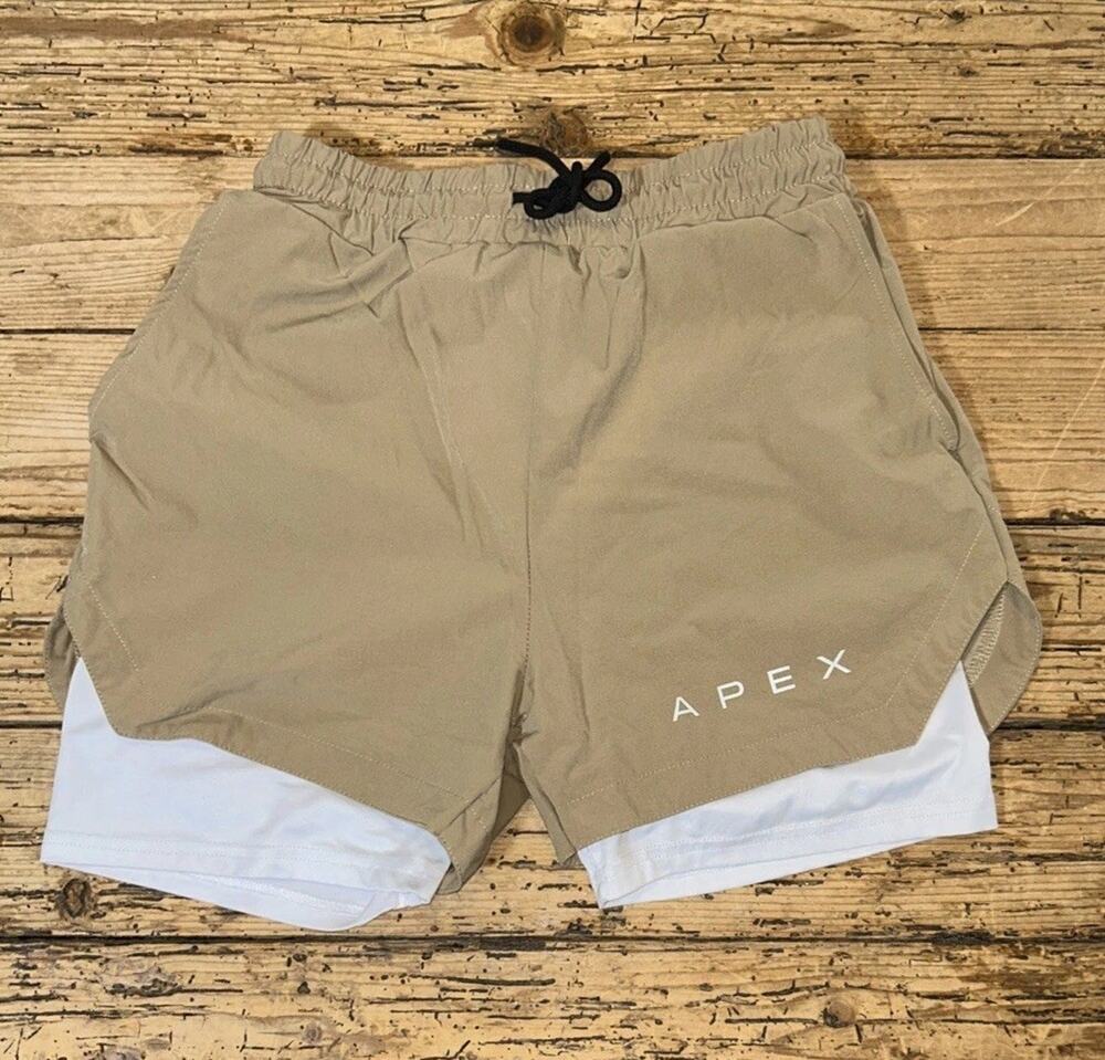 Apex Men’s XS Beige Apex lite 3.0 Lined Moisture Wicking Training Shorts
